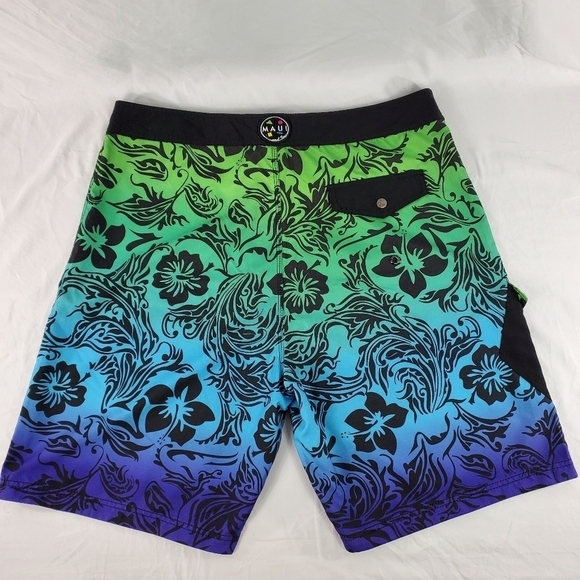 Maui & Sons Trunks Board Shorts Blue Green - Picture 2 of 11